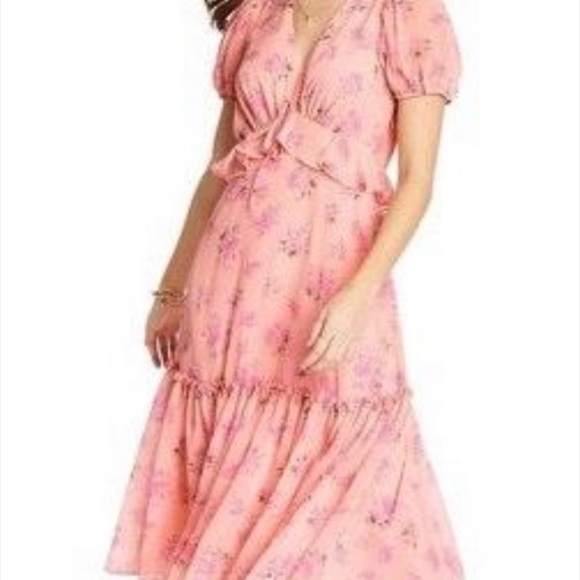 LoveShackFancy X Target Collaboration Pink Melon Floral Midi Dress - Picture 3 of 7